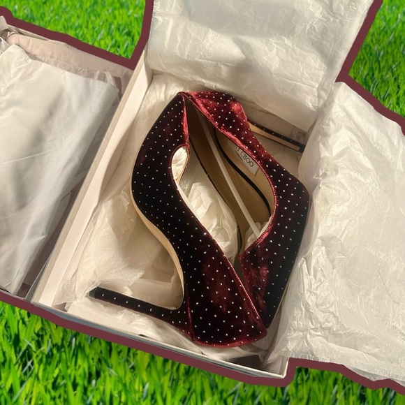 NWT Jimmy Choo ‘Romy 100’ Pumps in “Grape / Silver” Glitter Spotted Velvet Sz 41 - Picture 5 of 16